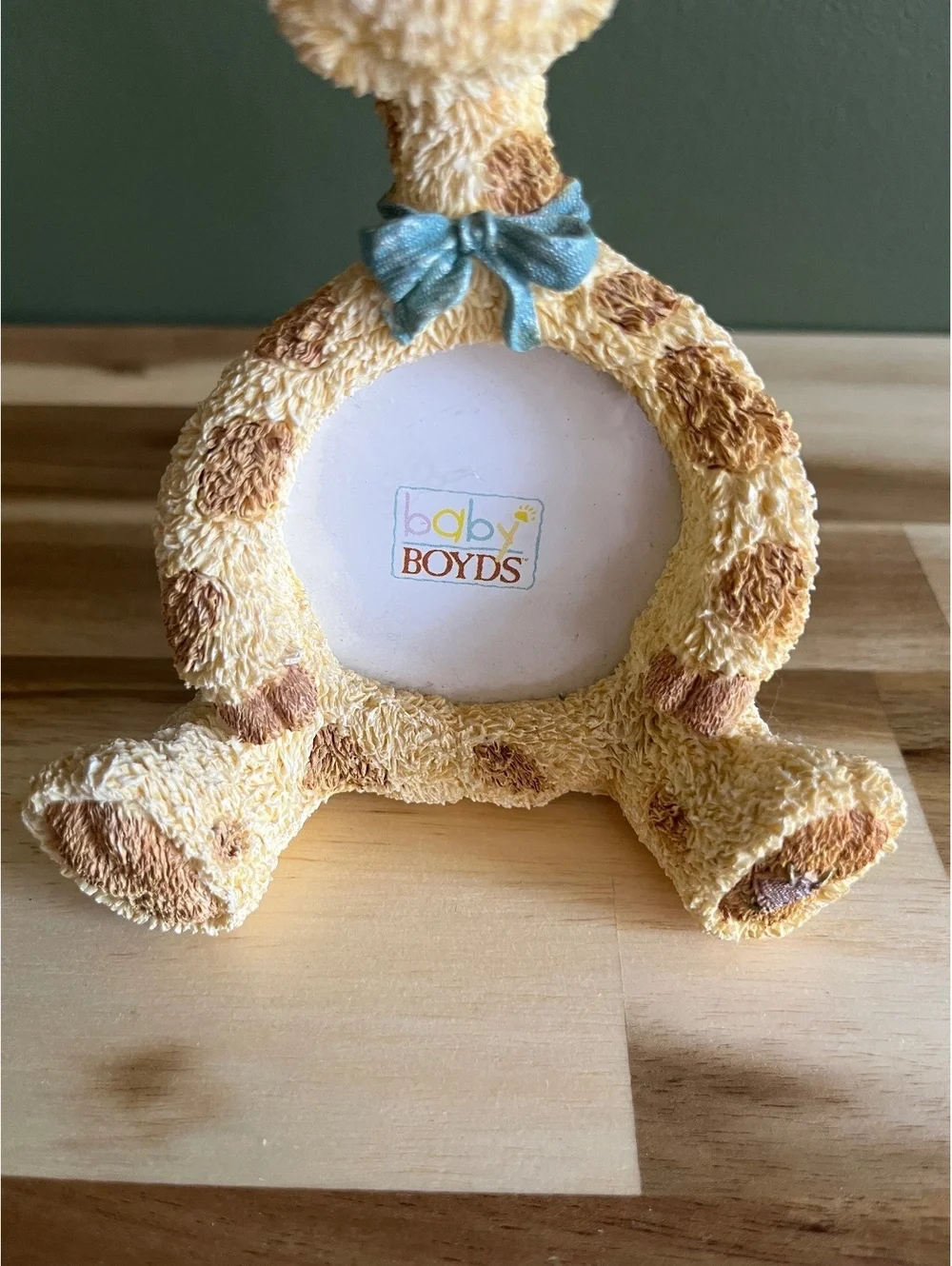 Baby Boyds Giraffe  Photo Frame with Blue Bow Tie - 5.5 Inch Height